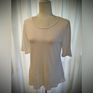 TALBOTS Ivory Knit Top with Pleat Detail at Hem